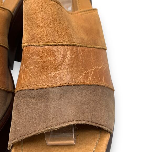 ROC Misty Slingback Sandal Size EU 40 US 8.5-9 Brown Leather Chunky Open Toe Y2K - Picture 9 of 14